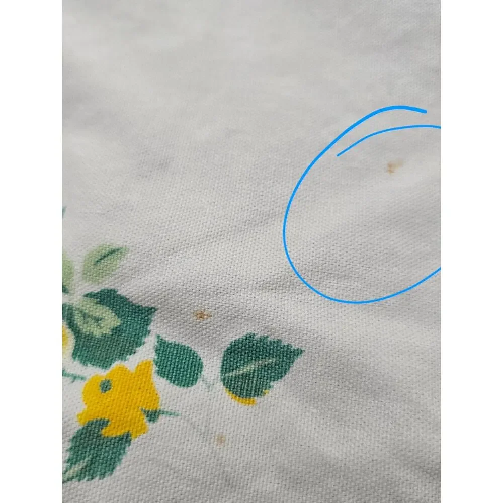 Vtg 50s Wilendur Floral Yellow Cabbage Rose Table Cloth Cottagecore Granny